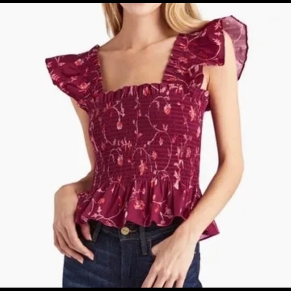 Hill House The Paz burgundy botanical top